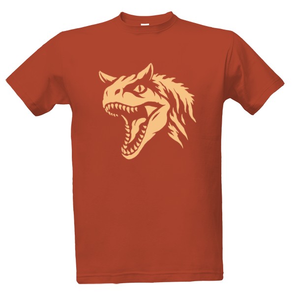 Tričko s potiskem Carnotaurus tribal oranžová 