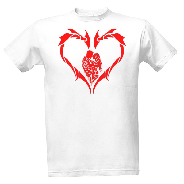 Couple in hearth red T-shirt