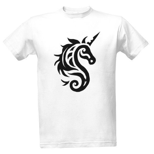 Tričko s potiskem Jednorožec tribal černá 