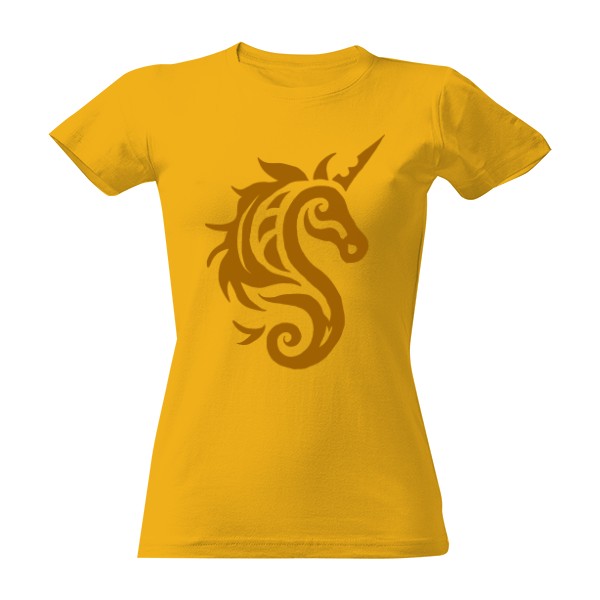 Tričko s potiskem Jednorožec tribal oranžová 