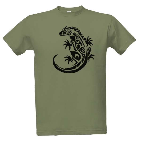 Tričko s potiskem Ještěrka tribal černá 