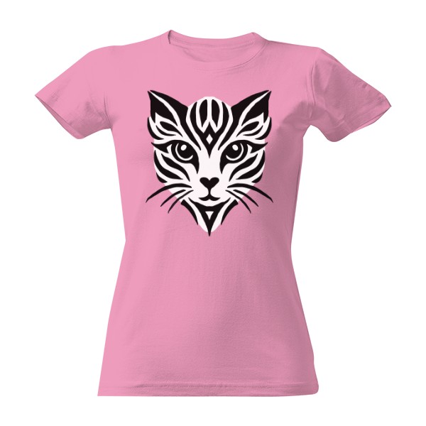 Tričko s potiskem Kočka černobílá tribal 