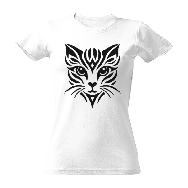 Tričko s potiskem Kočka tribal černá 