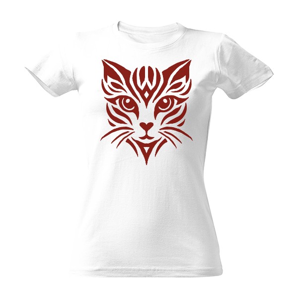 Tričko s potiskem Kočka tribal červená 