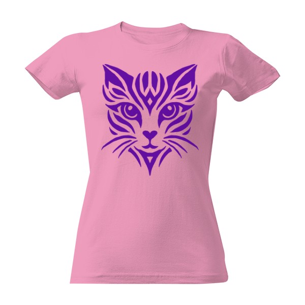 Tričko s potiskem Kočka tribal fialová 