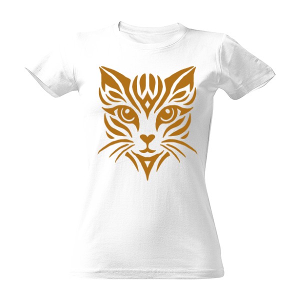 Tričko s potiskem Kočka tribal oranžová 