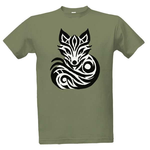 Tričko s potiskem Liška tribal černo bílá 