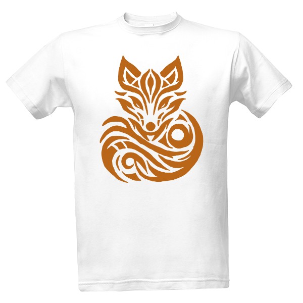 Tričko s potiskem Liška tribal oranžová 