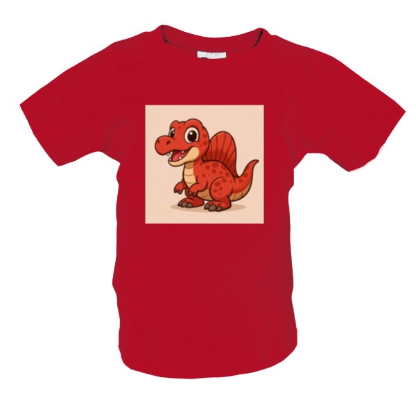 Tričko s potiskem Malý spinosaurus červená 