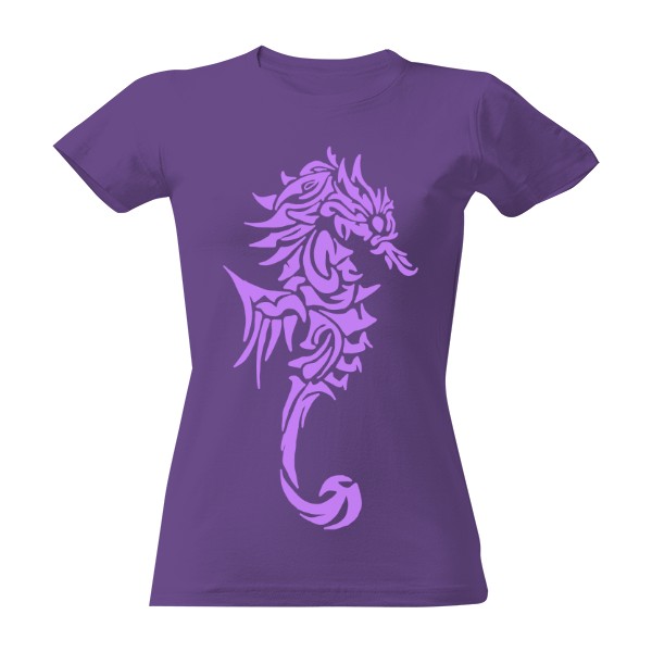 Tričko s potiskem Mořský koník drak tribal fialová 