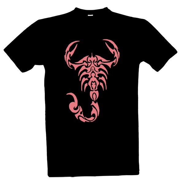 Tričko s potiskem Škorpion tribal lososová růžová 