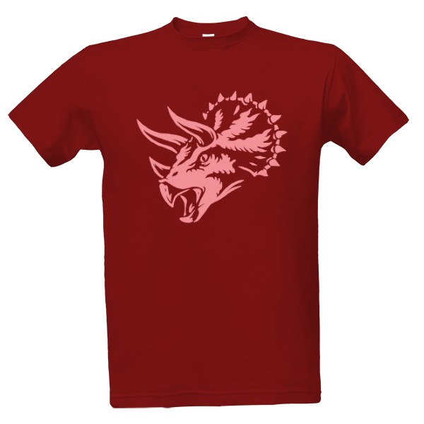 Tričko s potiskem triceratops tribal červená