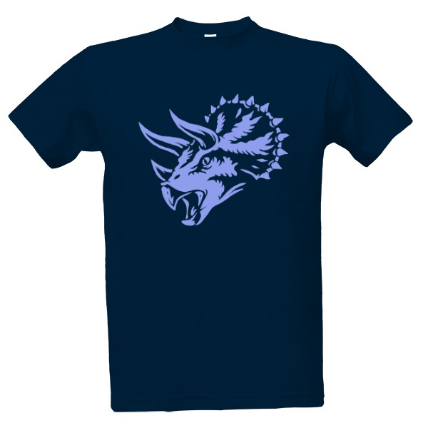 Tričko s potiskem triceratops tribal modrá