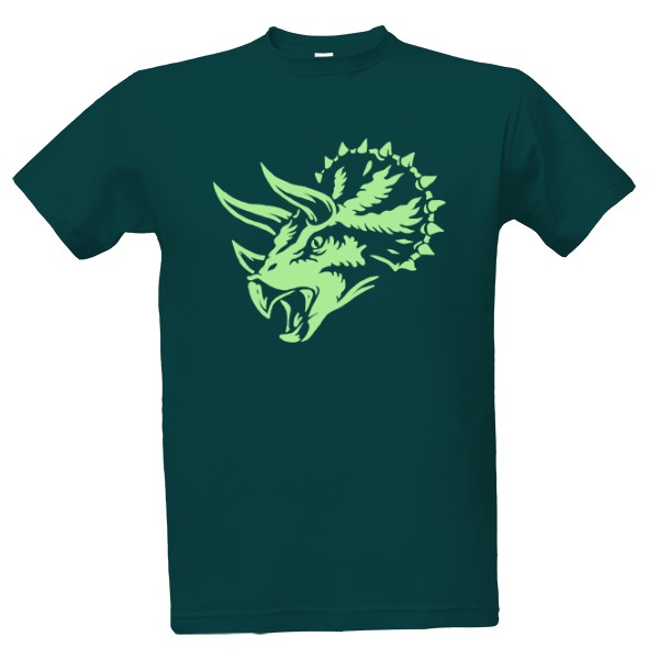 Tričko s potiskem triceratops tribal zelená