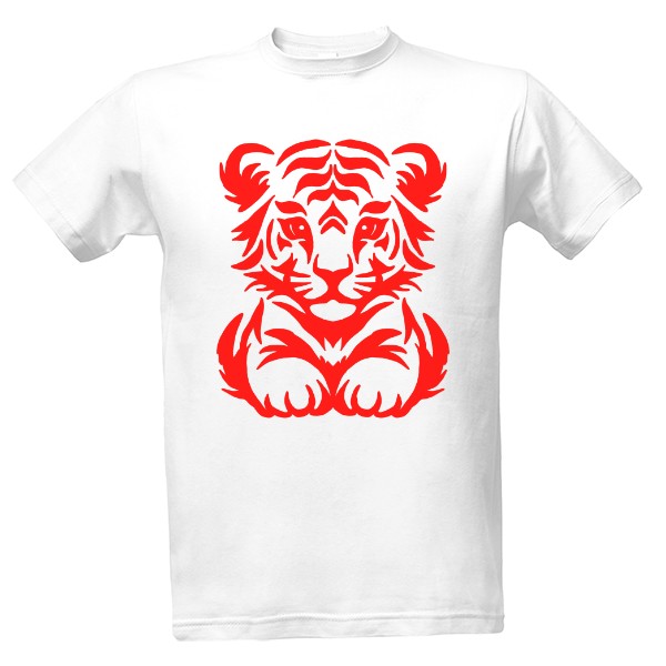 Tričko s potiskem Tygr tribal červená 