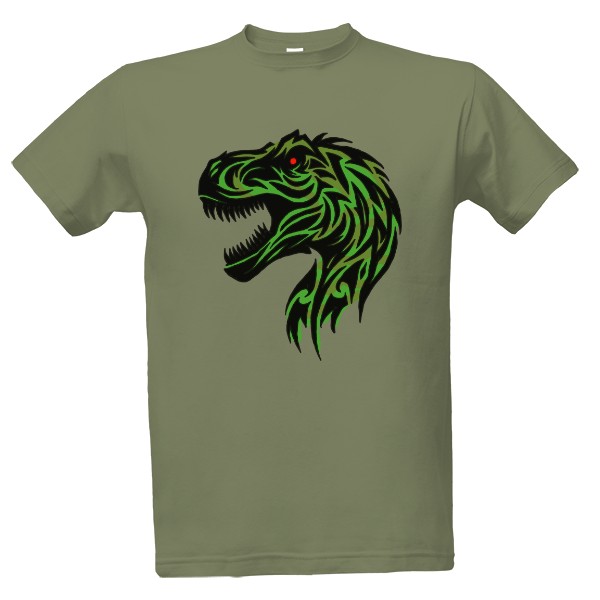 Tričko s potiskem tyranosaurus tribal barevná 