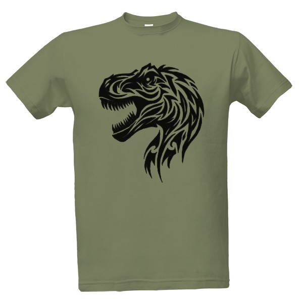 Tričko s potiskem tyranosaurus tribal černá 