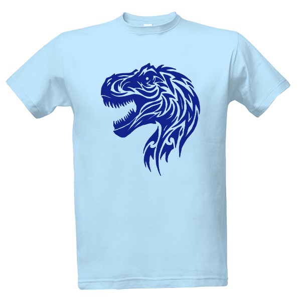 Tričko s potiskem tyranosaurus tribal modrá