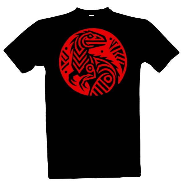 Velociraptor tribal design dinosaurus red T-shirt