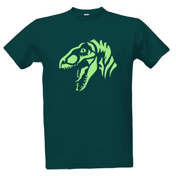 Tričko s potiskem Velociraptor tribal zelená 