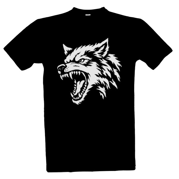 Tričko s potiskem Vlk tribal bílá 