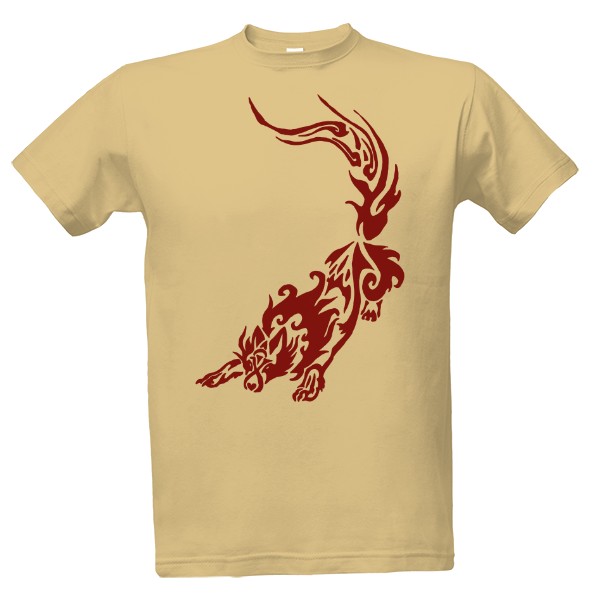 Tričko s potiskem Vlk tribal červená 