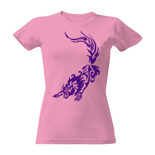 Tričko s potiskem Vlk tribal fialová 