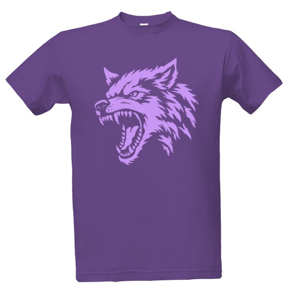 Tričko s potiskem Vlk tribal fialová 