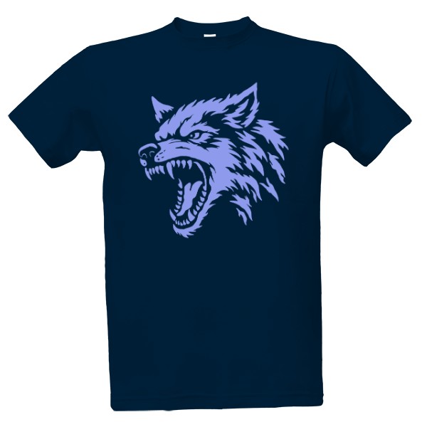 Tričko s potiskem Vlk tribal modrá 