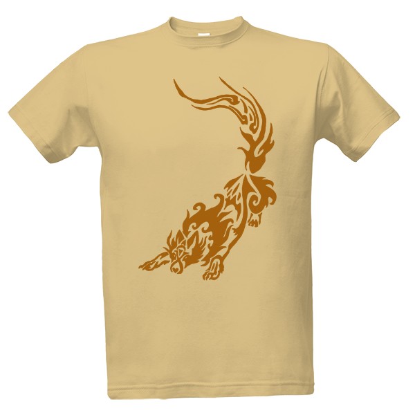 Tričko s potiskem Vlk tribal oranžová 