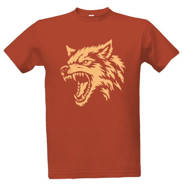 Tričko s potiskem Vlk tribal oranžová 