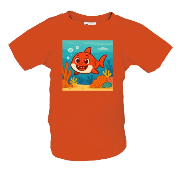 Tričko s potiskem Žralok oranžová baby shark