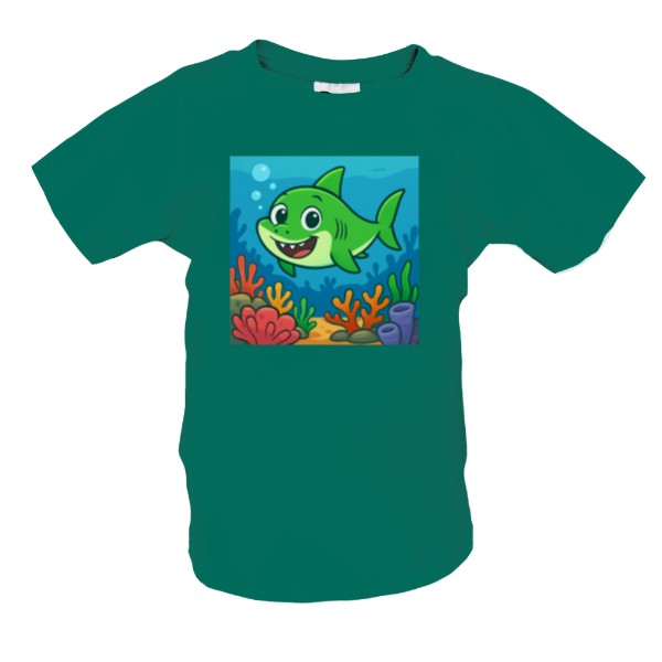 Tričko s potiskem Žralok zelená baby shark