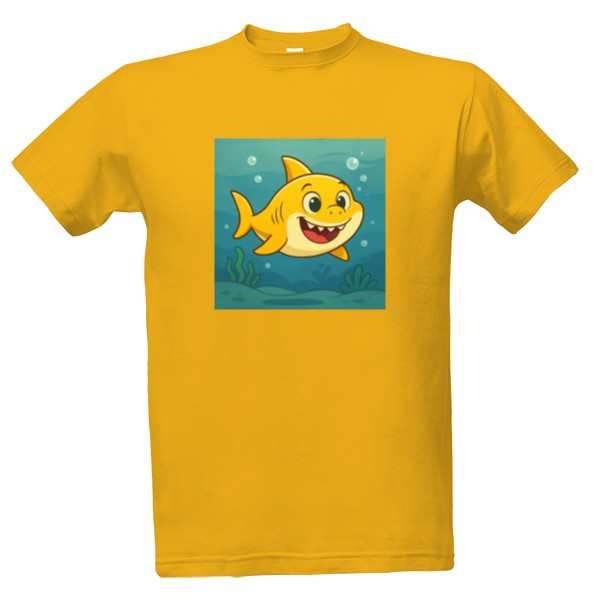 Tričko s potiskem Žralok žlutá baby shark