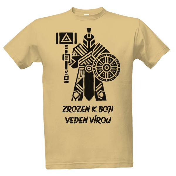 Tričko s potiskem ZROZEN K BOJI VEDEN VÍROU FOR HONOR paladin tribal 